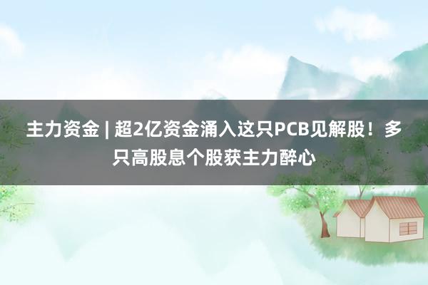 主力资金 | 超2亿资金涌入这只PCB见解股！多只高股息个股获主力醉心