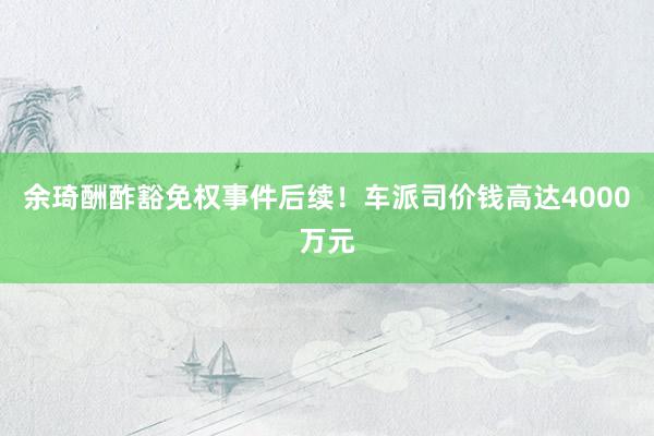 余琦酬酢豁免权事件后续！车派司价钱高达4000万元