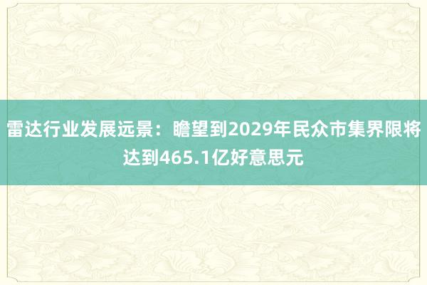 雷达行业发展远景：瞻望到2029年民众市集界限将达到465.1亿好意思元