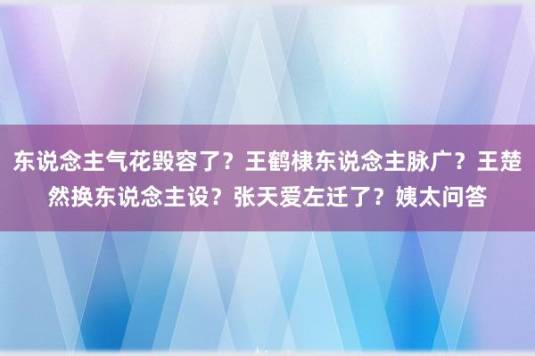 东说念主气花毁容了？王鹤棣东说念主脉广？王楚然换东说念主设？张天爱左迁了？姨太问答