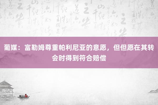 葡媒：富勒姆尊重帕利尼亚的意愿，但但愿在其转会时得到符合赔偿