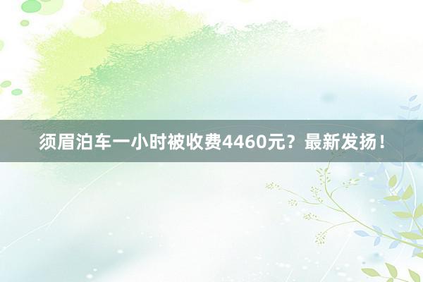 须眉泊车一小时被收费4460元？最新发扬！