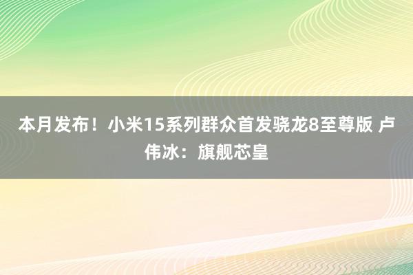 本月发布！小米15系列群众首发骁龙8至尊版 卢伟冰：旗舰芯皇