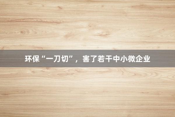 环保“一刀切”，害了若干中小微企业