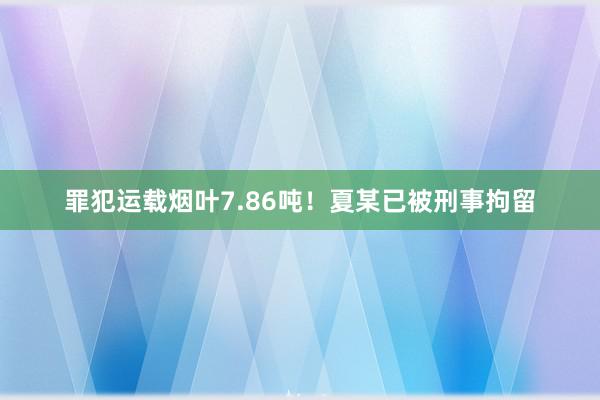 罪犯运载烟叶7.86吨！夏某已被刑事拘留